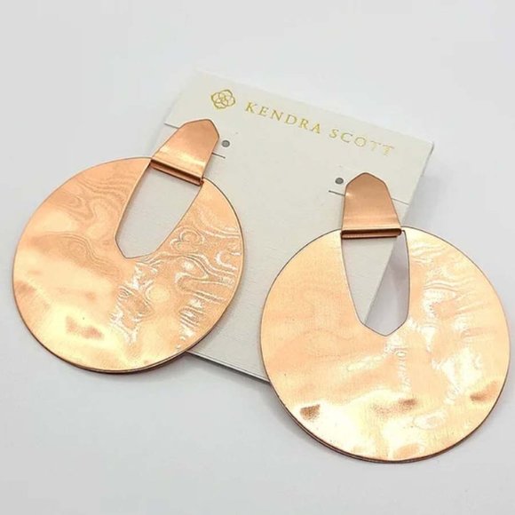 Kendra Scott Diane Rose Gold Hammered Earrings NWOT - Picture 4 of 7